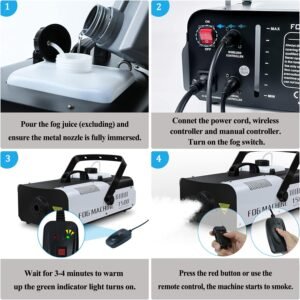 Machine à fumée professionnelle de 1500 watts et 16000 CFM avec 2 contrôleurs